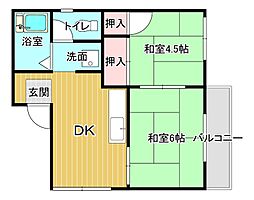 フォーヴル幡野 2DKの間取図画像