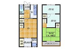 長岡京市勝竜寺 2DKの間取り