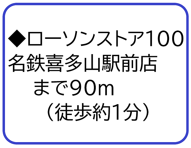 ローソンストア１００名鉄喜多山駅前店まで90m（徒歩約1分）
