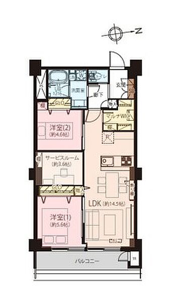 東南向きの2SLDKの間取りです。図面と異なる場合は現況優先といたします。