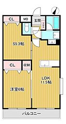 サン・シャイン141 3階2LDKの間取り