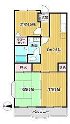 リューデスハイム 3DKの間取図画像