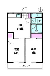 ハイツ谷沢 2DKの間取図画像