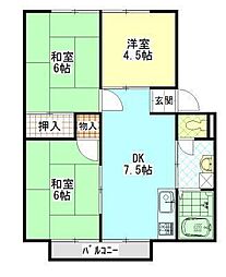 パナハイツ高尾　Ｂ 1階3DKの間取り