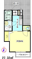 オリーブハウス 1Kの間取図画像
