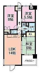 さくら都市マンション３番館 6階3LDKの間取り