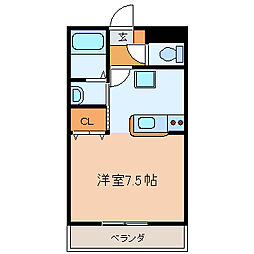 イーストヒルズ 1Kの間取図画像