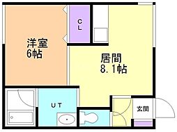 ウエルカムサトウ2 1DKの間取図画像