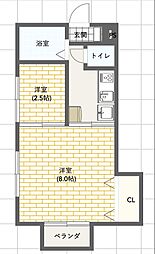 ミルキーウェイB 1階2Kの間取り