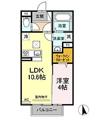 セジュール宮永 1階1LDKの間取り