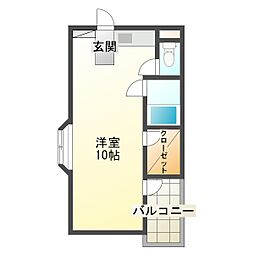 コーポ小林A 2階ワンルームの間取り