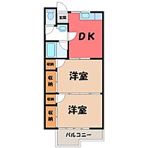 栃木県栃木市箱森町（賃貸アパート2DK・3階・42.64㎡） その1