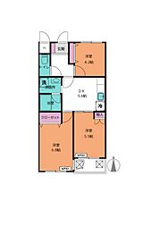 第二宝マンション 3DKの間取図画像