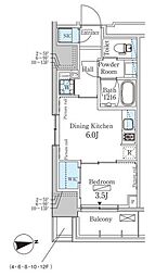 パークアクシス赤塚 1DKの間取図画像