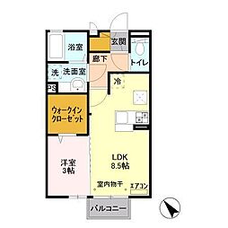 アミティエ 1LDKの間取図画像
