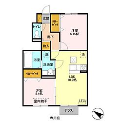 Casa Soave 1階2LDKの間取り