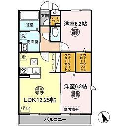 飯沼NTステージ 1階2LDKの間取り