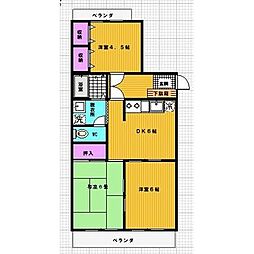 サンライズ東大宮 3DKの間取図画像