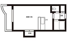 札幌市営東西線 南郷7丁目駅 徒歩9分の賃貸マンション 2階1Kの間取り