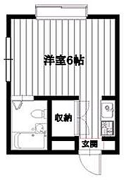 西武有楽町線 新桜台駅 徒歩6分の賃貸アパート 2階ワンルームの間取り