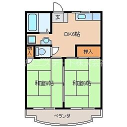 小森野ハイツ 2DKの間取図画像