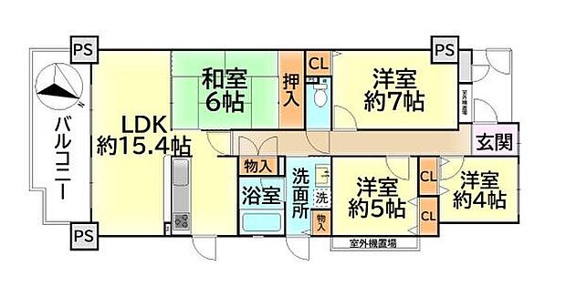 アドリーム和泉中央　中古マンション(4LDK) 2階の間取り