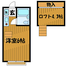 西武国分寺線 恋ヶ窪駅 徒歩7分の賃貸アパート 2階ワンルームの間取り