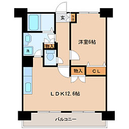 榴ヶ岡ユーワマンション 5階1LDKの間取り