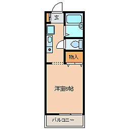 シャトレーヌ 2階1Kの間取り