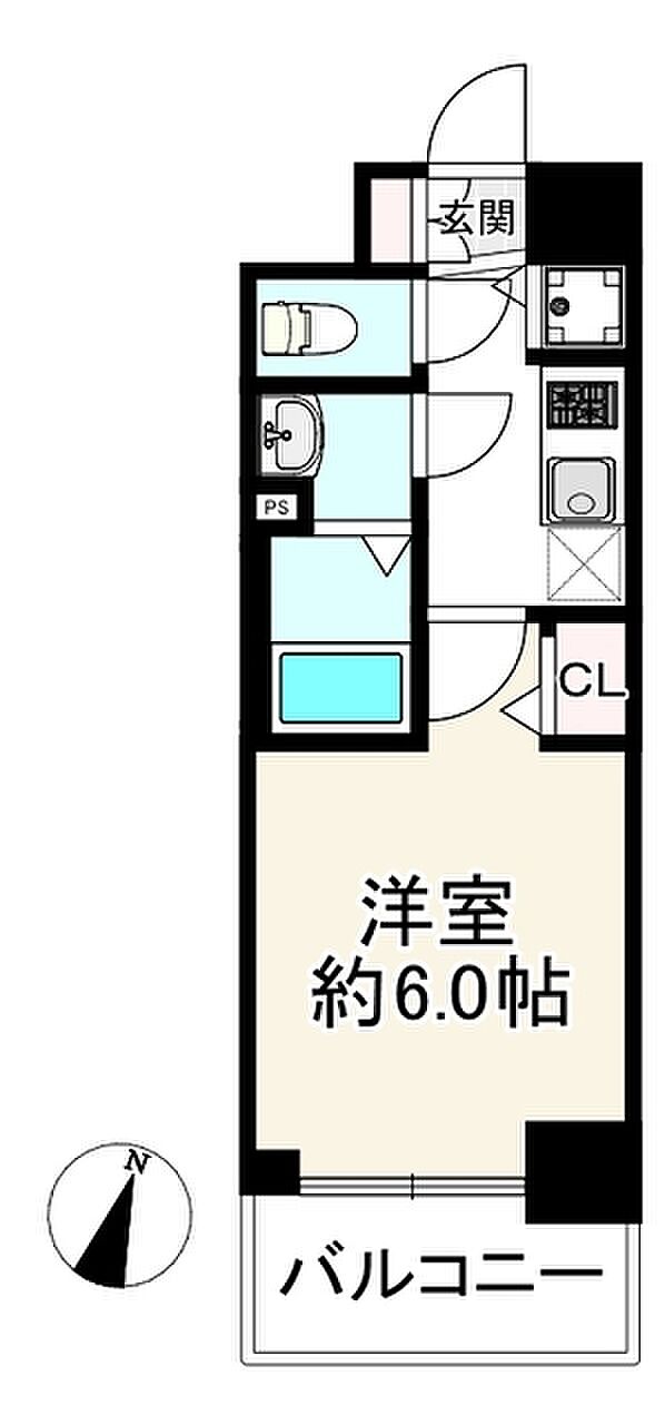 アスヴェル新大阪ＳＯＵＴＨ(1K) 8階の間取り