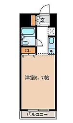 伊勢原七番館 9階ワンルームの間取り