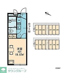 レオパレスピュア 3階1Kの間取り