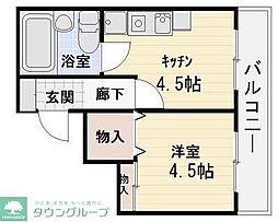 ロイヤルプラザ 1階1DKの間取り