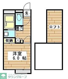 レオパレスアクアグレイス和光 1階1Kの間取り