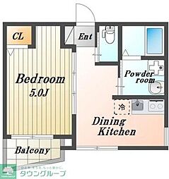 plumas北野 1階1DKの間取り
