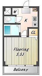 ｐｌｕｍａｓ上福岡 1階1Kの間取り
