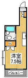 柏町ハイツ 1階ワンルームの間取り