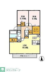 コートエスペランサ　F 2階2LDKの間取り