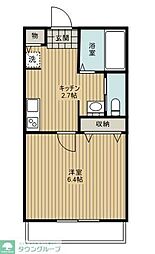 グランディール新座志木 1階1Kの間取り