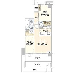 エクセレントシティ志木 1階2LDKの間取り