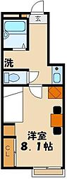 レオパレスｙａｎａｇｉII 1階1Kの間取り