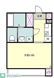MELDIA新座大和田 1階1Kの間取り