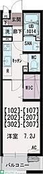 ランドグレイス西浦和 1階1Kの間取り
