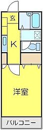 クレセントくすのき台 3階1Kの間取り