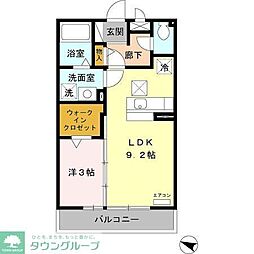 サンアネックスふじみ野 1階1LDKの間取り