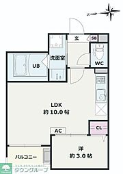 川越市大字的場アパート 1LDKの間取図画像