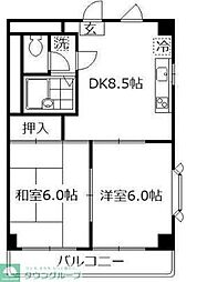 ヴィラ旭 2DKの間取図画像