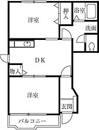 ニューアドニス 2DKの間取図画像