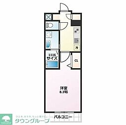 メルキオール 1Kの間取図画像