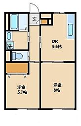 プレジールR 2DKの間取図画像